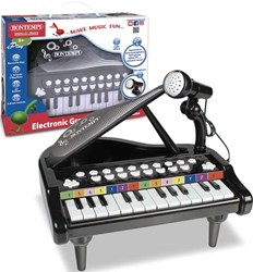 Bontempi elektronische piano speelgoed met microfoon - zwart - muziek