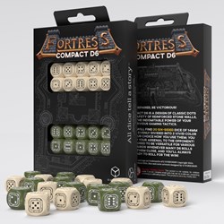 Q-Workshop dobbelstenen Fortress Compact D6 set - beige & olive - 20 stuks