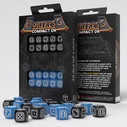 Q-Workshop dobbelstenen Fortress Compact D6 zwart blauw set van 20
