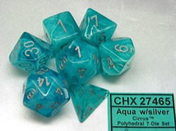 Chessex Cirrus Aqua/silver Polydice Dobbelsteen Set (7 stuks)