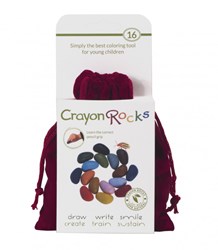 Crayon Rocks waskrijtjes rood fluwelen zakje - 16 kleuren ergonomisch