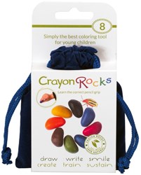 Crayon Rocks waskrijtjes blauw fluwelen zakje - 8 kleuren creatief