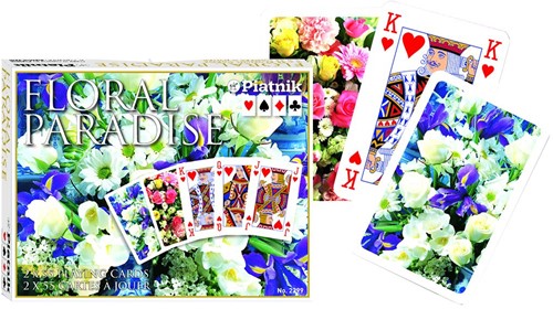 Piatnik Bloem Paradijs Blauw Speelkaarten - Dubbeldekker