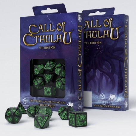 Q-Workshop Call of Cthulhu - 7e editie zwart en groen dobbelstenen Set (7)