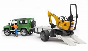 Bruder Landrover Met Aanhanger En Jcb Mini Graafmachine bruder kopen in de aanbieding
