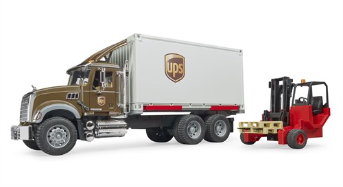 Bruder vrachtwagen MACK UPS met vorkheftruck speelgoedset-2