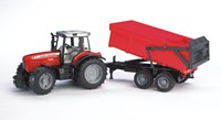 Bruder tractor Massey Ferguson speelgoed met aanhanger boerderij