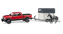 Bruder Dodge RAM speelgoedauto met paardentrailer - 1:16 schaal