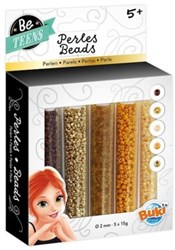 Buki kralen set tubes goud bruin - creatieve parels voor kinderen