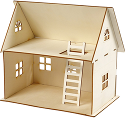 Creativ Company poppenhuis DIY houten speelhuis 18x27x25 cm knutselen