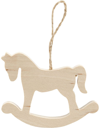 Creativ Company houten hobbelpaard ornament 8 cm kerstdecoratie
