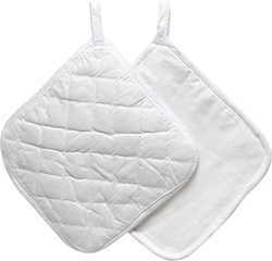 Creativ Company katoenen pannenlappen wit 20x20 cm set van 2 keukenaccessoire