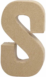 Creativ Company papier-mache letter S knutseldecoratie 20,5cm bruin