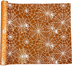 Creativ Company Halloween tafelloper oranje spinnenweb 3,5 meter decoratie