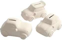 Creativ Company spaarpot auto terracotta wit 12 stuks decoratie