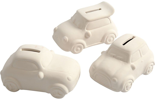 Creativ Company spaarpot auto terracotta wit 12 stuks decoratie