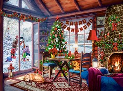 Castorland puzzel kerst cottage - legpuzzel 2000 stukjes multicolor