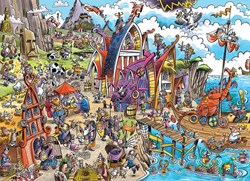 Cobble Hill puzzel Vikingdorp DoodleTown 1000 stukjes cartoon