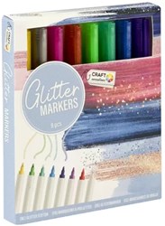 Craft Sensations glitter marker set 8 stuks voor knutselen en tekenen