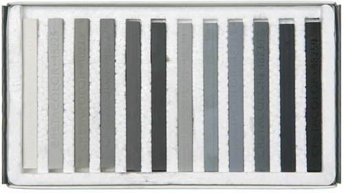 Cretacolor hard pastel set grijs - 12 kleuren voor kunstenaars