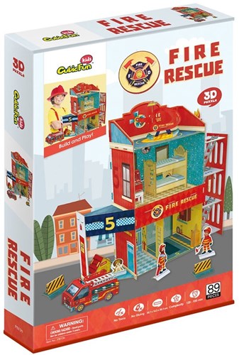 Cubic Fun 3D puzzel brandweer - Fire Rescue - 89 stukjes speelgoed