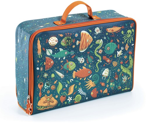Djeco koffer Fishes - waterdichte kinderkoffer maritiem design
