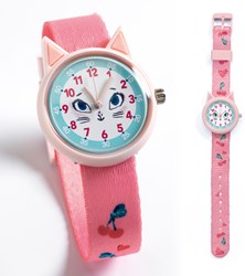 Djeco kinderhorloge Cat - kwartshorloge leren kloklezen waterdicht