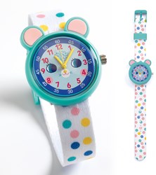 Djeco kinderhorloge Mouse - educatief kwartshorloge muis design