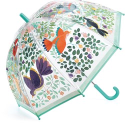 Djeco paraplu Flowers & birds - transparante kinderparaplu met vogels en bloemen