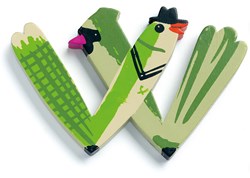 Djeco houten letter W - dierenletter voor kinderkamer decoratie