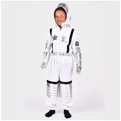 Den Goda Fen astronaut verkleedpak kind 110cm 4-5 jaar zilver-wit