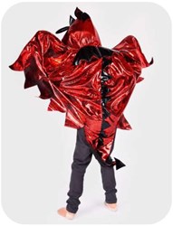 Den Goda Fen drakenkostuum cape met vleugels rood 104-128 cm