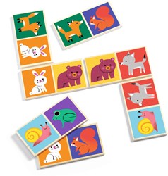 Djeco houten educatief spel Domino Wood - FSC 100% bosdieren