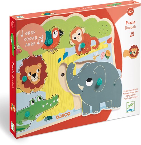 Djeco houten geluidspuzzel Baobab - educatief speelgoed dieren-2
