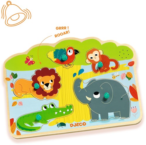 Djeco houten geluidspuzzel Baobab - educatief speelgoed dieren