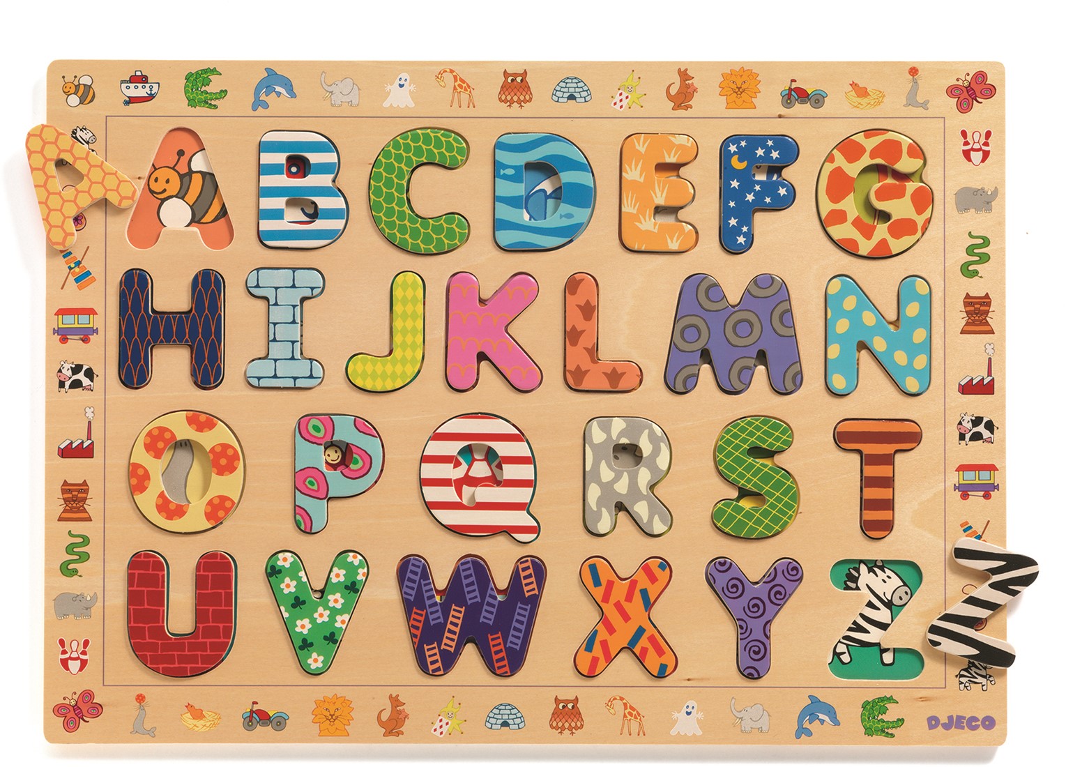 Stier lavendel artillerie Djeco pedagogisch houten puzzel ABC (French only)