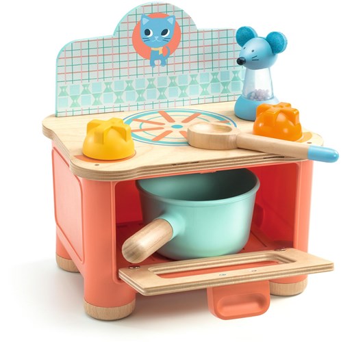 Djeco keukenspeelgoed Kitten cooker houten speelkeuken