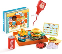 Djeco keukenspeelgoed Kelly & Johnny - houten hamburger set