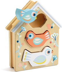 Djeco houten baby speelgoed vormenstoof BabyBirdy pastel