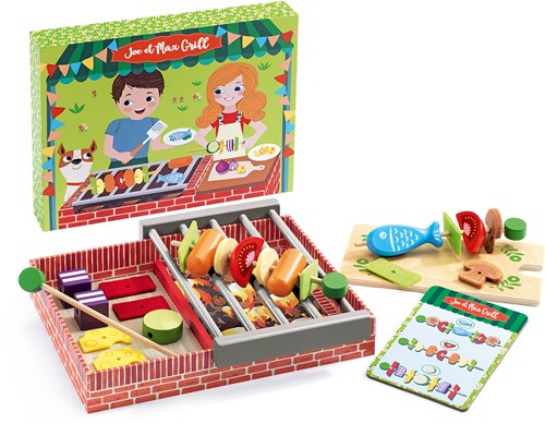 Djeco keukenspeelgoed Joe & Max grill - houten barbecue set