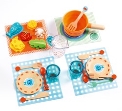 Djeco keukenspeelgoed diner kittens FSC houten servies