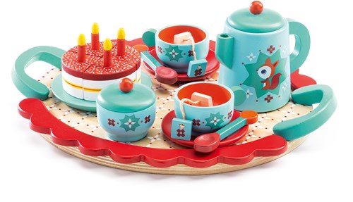 Djeco keukenspeelgoed Fox's party houten theeservies FSC 100%