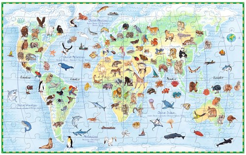 Djeco dieren puzzel Wereld's animals 100 stukjes educatief FSC