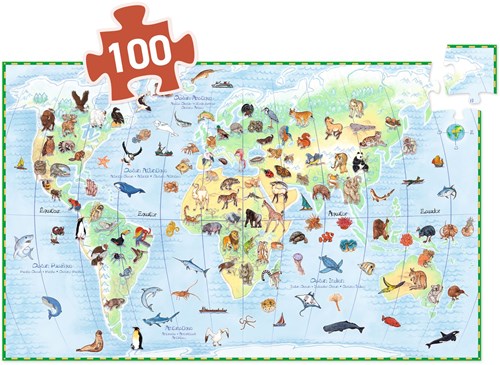 Djeco dieren puzzel Wereld's animals 100 stukjes educatief FSC-2
