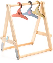 Djeco accessoires kledingrek poppen - houten rek met 3 hangers FSC