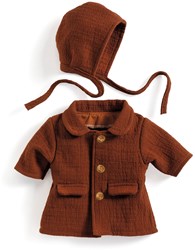 Djeco poppenkleding herfst jas en muts - kleding voor poppen 30-34 cm