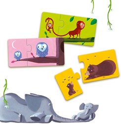 Djeco puzzel dieren duo Mama en baby FSC karton educatief