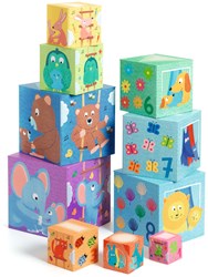 Djeco houten blokken Rainbow blocks - kleurrijke stapelblokken FSC