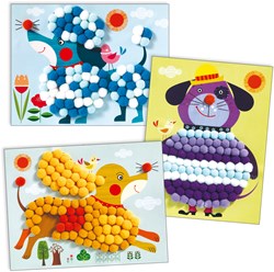 Djeco knutselset PomPom Puppies - creatieve collage honden