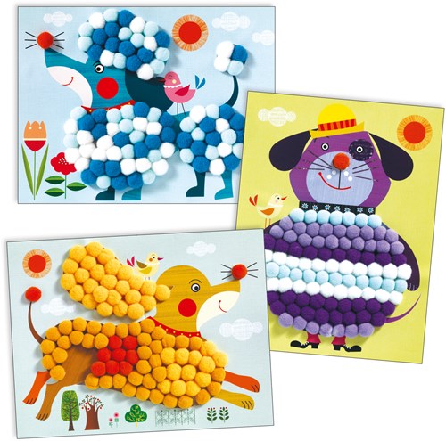 Djeco knutselset PomPom Puppies - creatieve collage honden